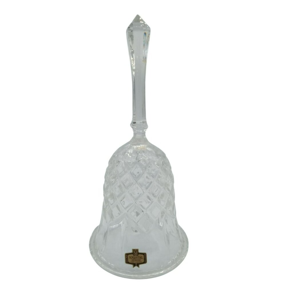 Crystal Bell Kristal Zajecar Diamond Design Hand Cut Leaded Glass 9 In Vintage